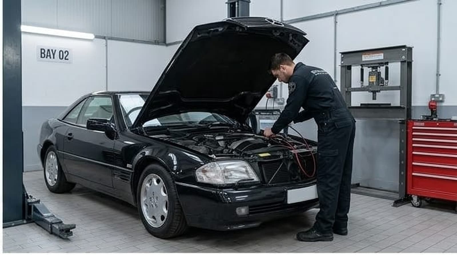 Mercedes on diagnostics in Bay 02